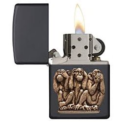 Encendedor Zippo Texture Three Monkeys 29409 Black matte - negro