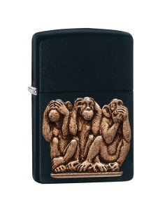 Encendedor Zippo Texture Three Monkeys 29409 Black matte - negro