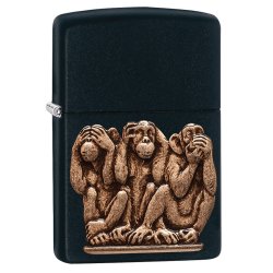 Encendedor Zippo Texture Three Monkeys 29409 Black matte - negro