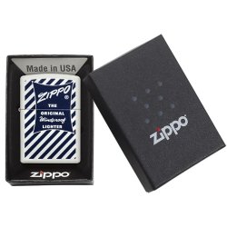 Encendedor Zippo Stamp Logo Design Blue & White  29413 - Blanco