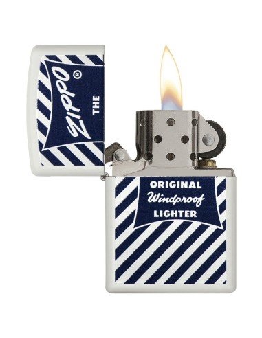 Encendedor Zippo Stamp Logo Design Blue & White  29413 - Blanco