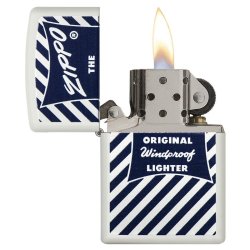 Encendedor Zippo Stamp Logo Design Blue & White  29413 - Blanco
