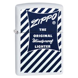 Encendedor Zippo Stamp Logo Design Blue & White  29413 - Blanco