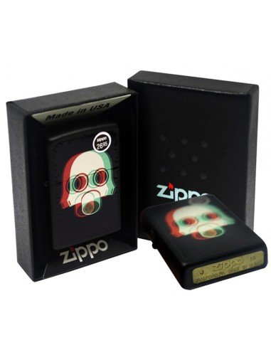 Encendedor Zippo Stamp Nuclear Gas Mask 3d 29417 Black Matte - Negro