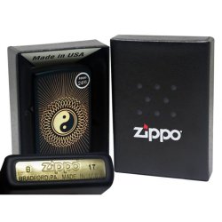 Encendedor Zippo Stamp Yin Yang 2 Lighter 29423 Black Matte - Negro