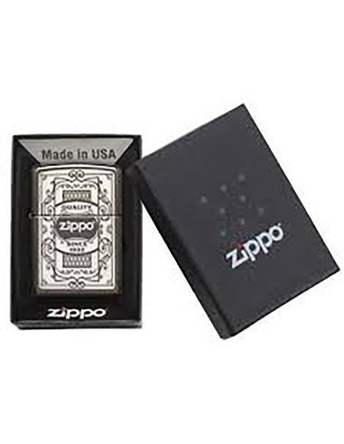 Encendedor Zippo Stamp Quality Since 1932 - 29425 Black Ice Chrome - Negro