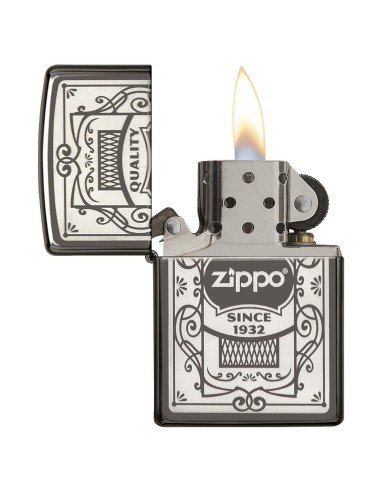 Encendedor Zippo Stamp Quality Since 1932 - 29425 Black Ice Chrome - Negro