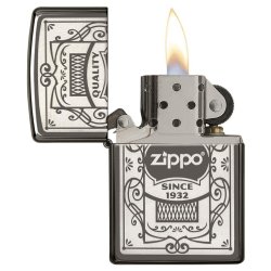Encendedor Zippo Stamp Quality Since 1932 - 29425 Black Ice Chrome - Negro