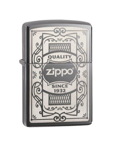 Encendedor Zippo Stamp Quality Since 1932 - 29425 Black Ice Chrome - Negro