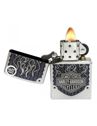 Encendedor Zippo Stamp Harley Davidson Logo Flame 29157 Street Chrome - Plateado