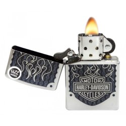 Encendedor Zippo Stamp Harley Davidson Logo Flame 29157 Street Chrome - Plateado