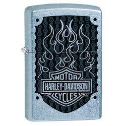 Encendedor Zippo Stamp Harley Davidson Logo Flame 29157 Street Chrome - Plateado