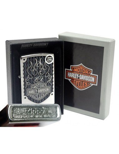 Encendedor Zippo Stamp Harley Davidson Logo Flame 29157 Street Chrome - Plateado