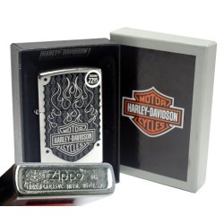 Encendedor Zippo Stamp Harley Davidson Logo Flame 29157 Street Chrome - Plateado