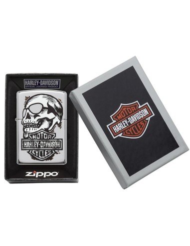 Encendedor Zippo Stamp Harley Davidson Skull High 29281 Polish Chrome - Plateado