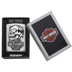 Encendedor Zippo Stamp Harley Davidson Skull High 29281 Polish Chrome - Plateado