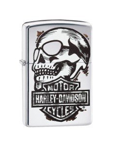 Encendedor Zippo Stamp Harley Davidson Skull High 29281 Polish Chrome - Plateado