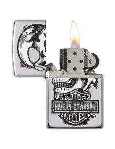 Encendedor Zippo Stamp Harley Davidson Skull High 29281 Polish Chrome - Plateado 2