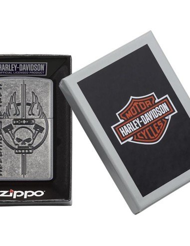 Encendedor Zippo Texture Hd Harley Davidson Antique Plate 29280 Sliver - Plateado