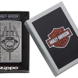 Encendedor Zippo Texture Hd Harley Davidson Antique Plate 29280 Sliver - Plateado