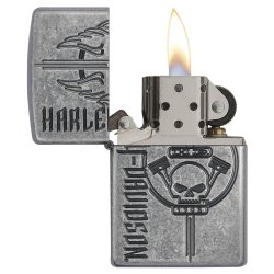 Encendedor Zippo Texture Hd Harley Davidson Antique Plate 29280 Sliver - Plateado