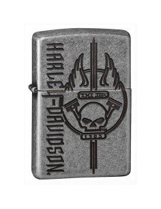Encendedor Zippo Texture Hd Harley Davidson Antique Plate 29280 Sliver - Plateado