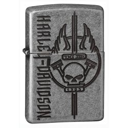 Encendedor Zippo Texture Hd Harley Davidson Antique Plate 29280 Sliver - Plateado