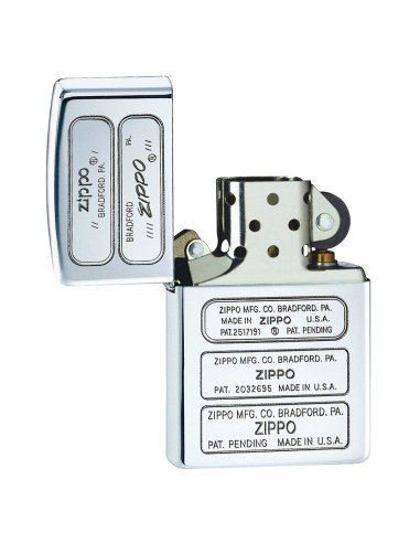 Encendedor Zippo Texture Bottom Stamp Timeline 28381 High Polish Chrome - Plateado