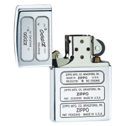 Encendedor Zippo Texture Bottom Stamp Timeline 28381 High Polish Chrome - Plateado