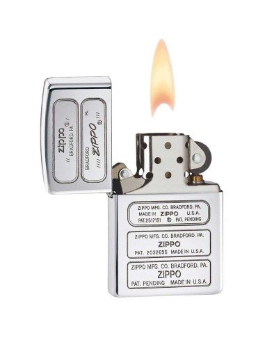 Encendedor Zippo Texture Bottom Stamp Timeline 28381 High Polish Chrome - Plateado