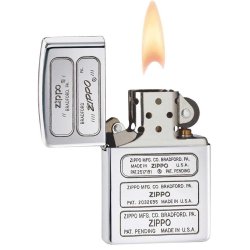Encendedor Zippo Texture Bottom Stamp Timeline 28381 High Polish Chrome - Plateado