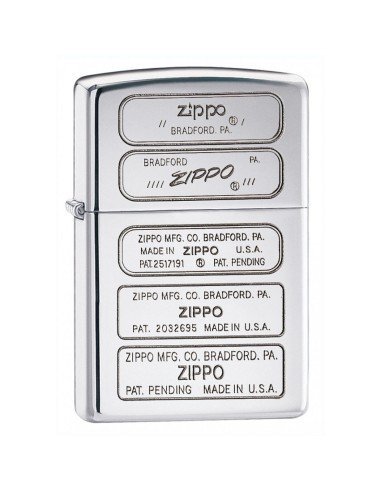 Encendedor Zippo Texture Bottom Stamp Timeline 28381 High Polish Chrome - Plateado