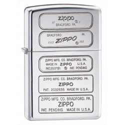 Encendedor Zippo Texture Bottom Stamp Timeline 28381 High Polish Chrome - Plateado