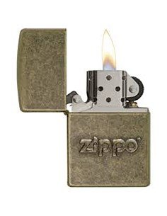 Encendedor Zippo texture Stamped Antique Brass Logo 28994 - Dorado 2