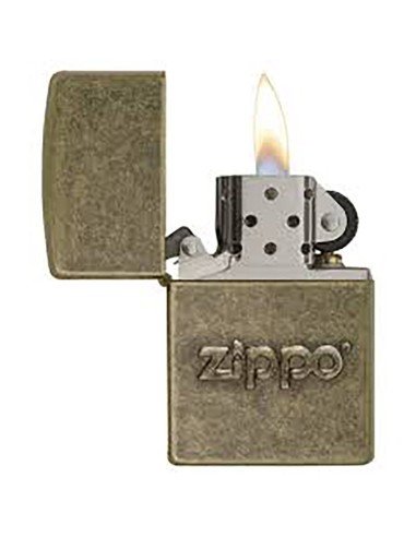 Encendedor Zippo texture Stamped Antique Brass Logo 28994 - Dorado