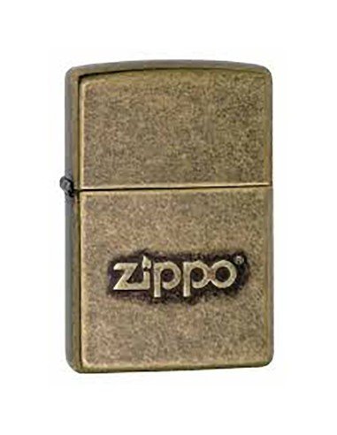 Encendedor Zippo texture Stamped Antique Brass Logo 28994 - Dorado
