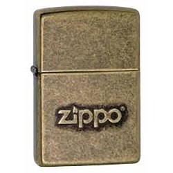 Encendedor Zippo texture Stamped Antique Brass Logo 28994 - Dorado