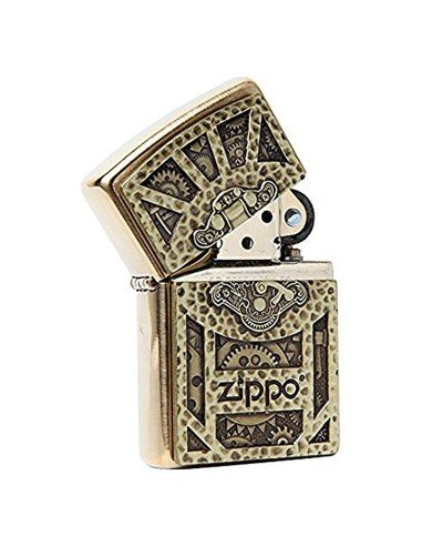 Encendedor Zippo texture Gear Steam Punk Emblem 29103 Brushed Brass - Dorado