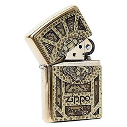 Encendedor Zippo texture Gear Steam Punk Emblem 29103 Brushed Brass - Dorado