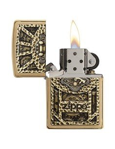 Encendedor Zippo texture Gear Steam Punk Emblem 29103 Brushed Brass - Dorado 2