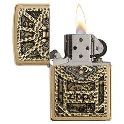 Encendedor Zippo texture Gear Steam Punk Emblem 29103 Brushed Brass - Dorado