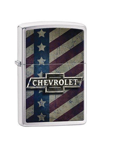 Encendedor Zippo Stamp Chevy Star And Stripes Pocket 29148 Polish Chrome - Plateado