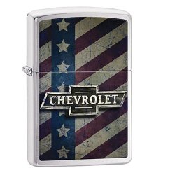 Encendedor Zippo Stamp Chevy Star And Stripes Pocket 29148 Polish Chrome - Plateado