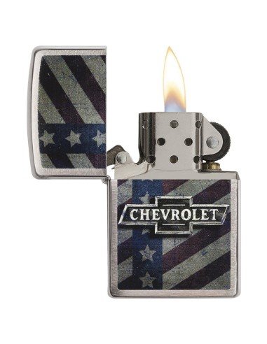 Encendedor Zippo Stamp Chevy Star And Stripes Pocket 29148 Polish Chrome - Plateado