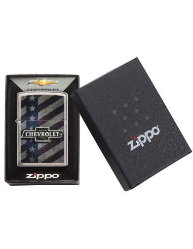 Encendedor Zippo Stamp Chevy Star And Stripes Pocket 29148 Polish Chrome - Plateado