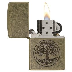 Encendedor Zippo texture Antique Brass Eternal Tree of Life Lighter 29149 - Dorado