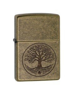 Encendedor Zippo texture Antique Brass Eternal Tree of Life Lighter 29149 - Dorado