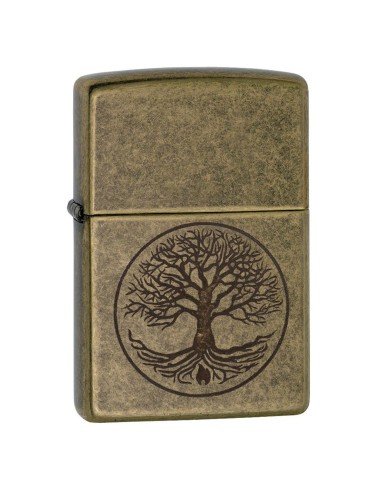 Encendedor Zippo texture Antique Brass Eternal Tree of Life Lighter 29149 - Dorado