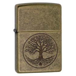 Encendedor Zippo texture Antique Brass Eternal Tree of Life Lighter 29149 - Dorado