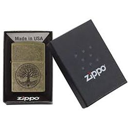 Encendedor Zippo texture Antique Brass Eternal Tree of Life Lighter 29149 - Dorado